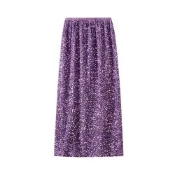 Heavy Industry Sequin Half Length Dress, Back Split Straight Sleeve, Long Skirt, Wrapped Hip Skirt, New, Autumn, 2023