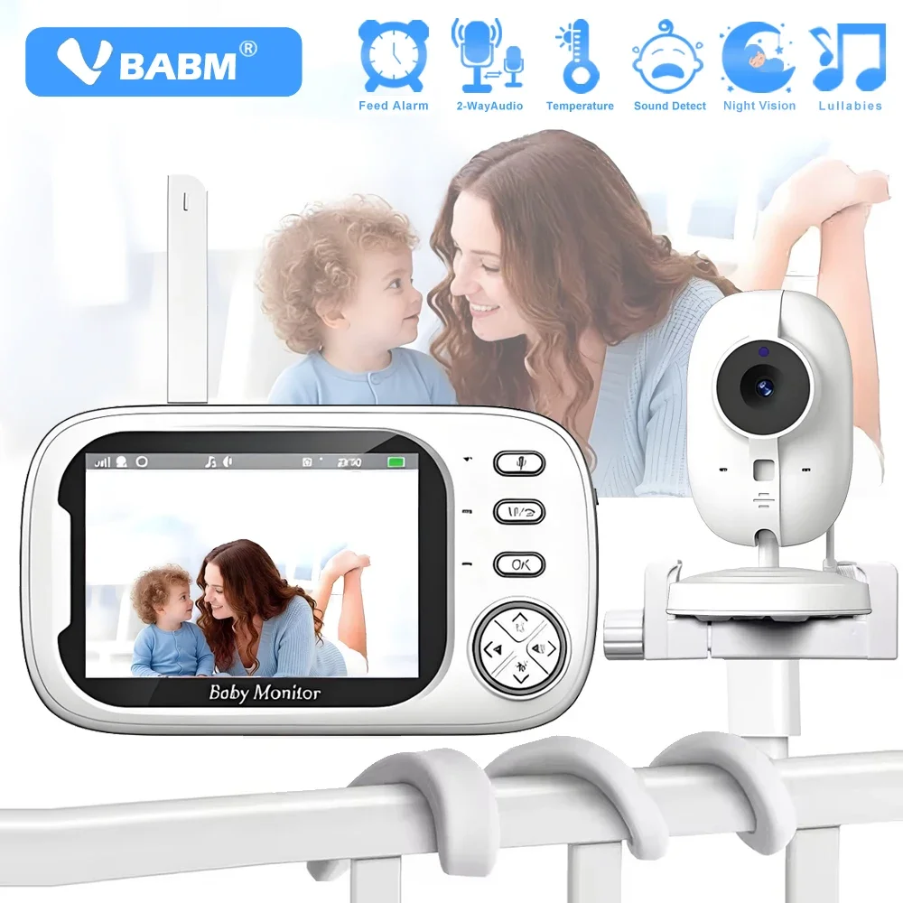 VBABM 3.5 Inch Baby Monitor With Camera Stand Wireless Electronic Babysitter Two Way Audio Video Nanny Radio For Child Safety