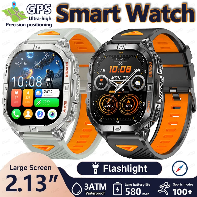 

New 580MAH SmartWatch 6 Star GPS Positioning Altimeter Barometer Compass 2.13"AMOLED Screen 3ATM Waterproof 100+Sport SmartWatch