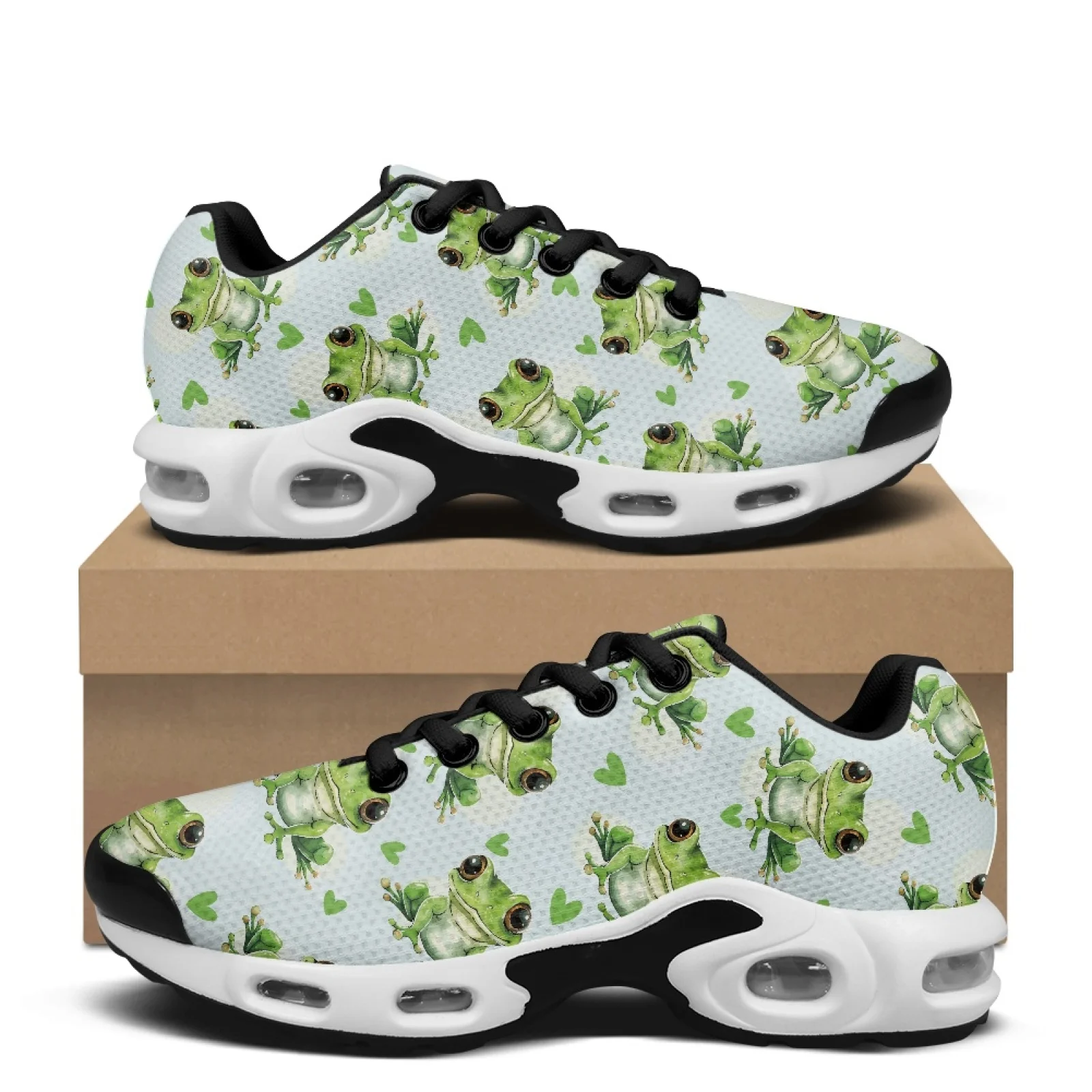 PENSTROLL Frog Pattern Tennis Sport Cross Trainers Mesh Jogger Athletic Sneakers for Men Modern Men'S Breathable Sports Shoes