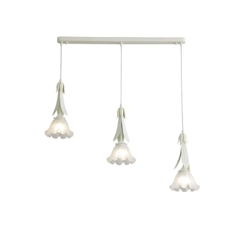 

French flower dining room lamp three-head chandelier European pastoral cream wind lamp bedroom bedside decorative led lamp
