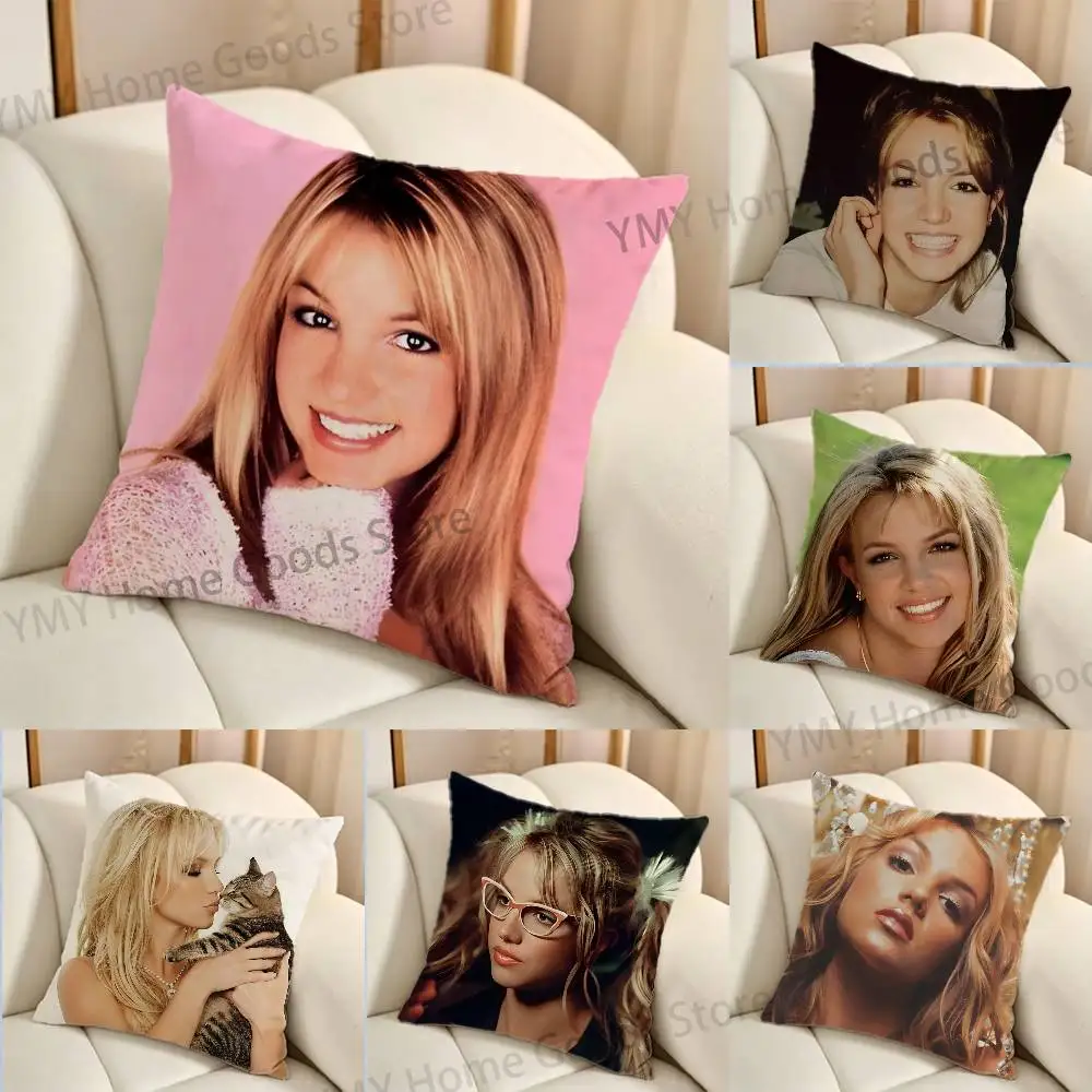 Singer B-Britney S-Spears Print Throw Pillow Cover Square Cushion Case for Living Room Bedroom Decor
