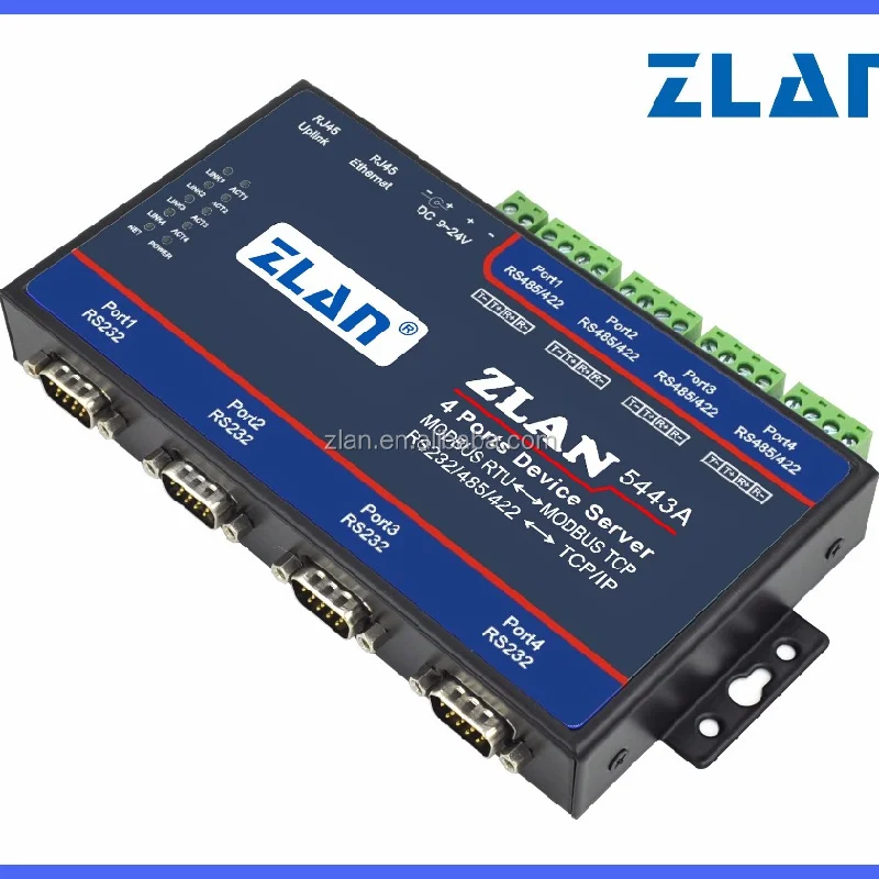 Servidor de dispositivo de serie de entrada TCP, Ethernet Modbus RTU, RS232, RS485, RS422, 4 puertos