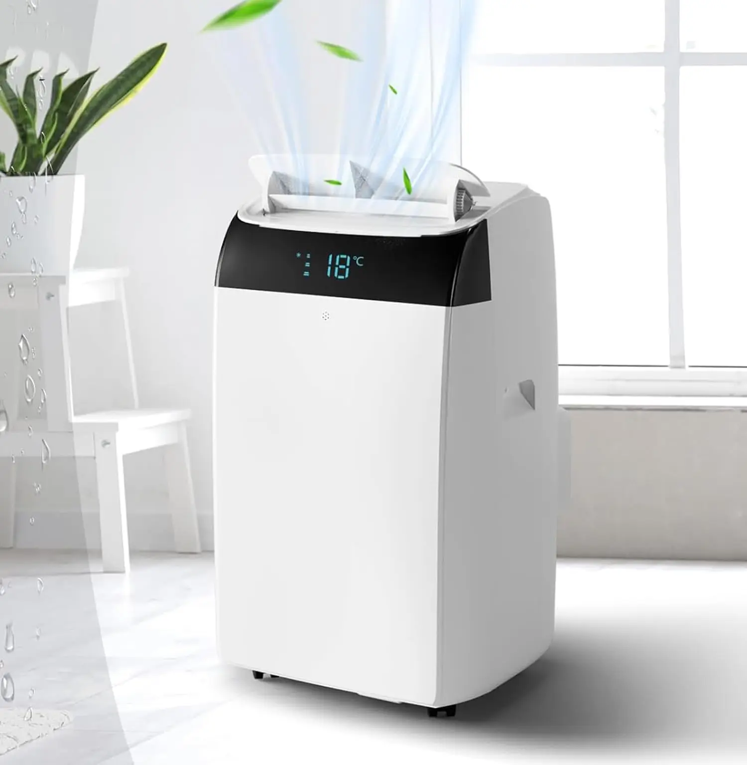 Ultra Quiet 14,000 BTU 3-in-1 Portable Air Conditioner – Powerful Cooling, Dehumidifier & Fan – Remote, 24H Timer, Easy Setup – Ideal for Bedroom, Large Rooms up to 750 Sq Ft