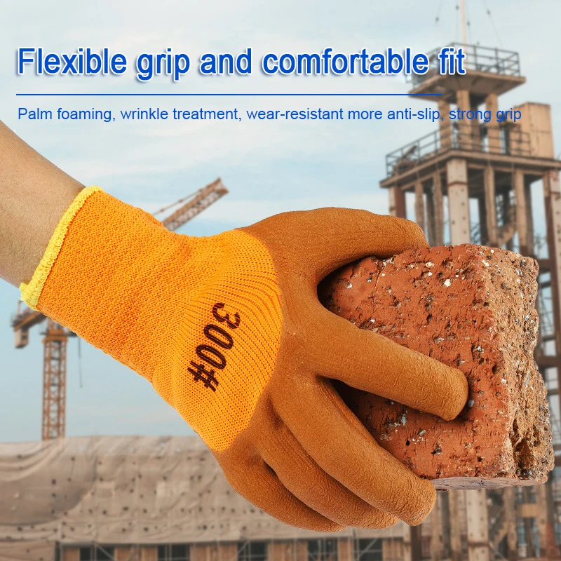 Thick Fleece Wool Gloves Wear-Resistant Non-Slip for Farm Garden Use Warm Protective Plastic Impersonated Gloves