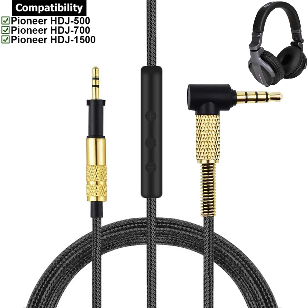 OFC Braided Replacement Cable Extension Music Cord Wire for Pioneer HDJ-700 HDJ-1500 HDJ-500 HDJ 700 1500 500 DJ Headphones