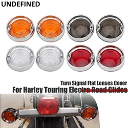 Turn Signal Flat Lenses Cover For Harley Touring Electra Glide Road King Road Glide 1986-2021 Chrome Deep Dish Bezels Trim Ring