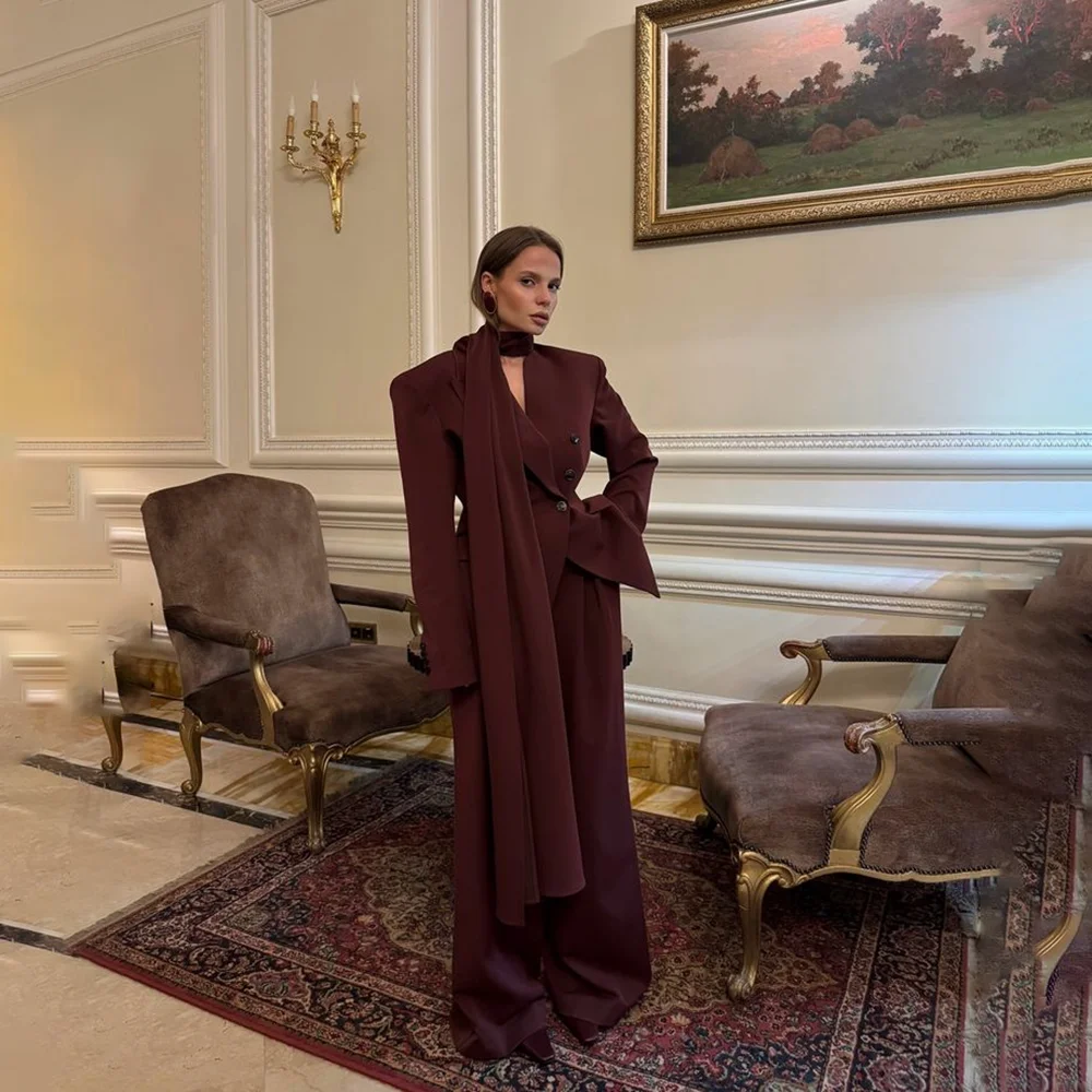 

Customized Pants Suit Woman Luxury 2 Pieces Blazer Sets Party Prom Chic Outfits Formal Banquet Custom Trajes De Mujer Elegante