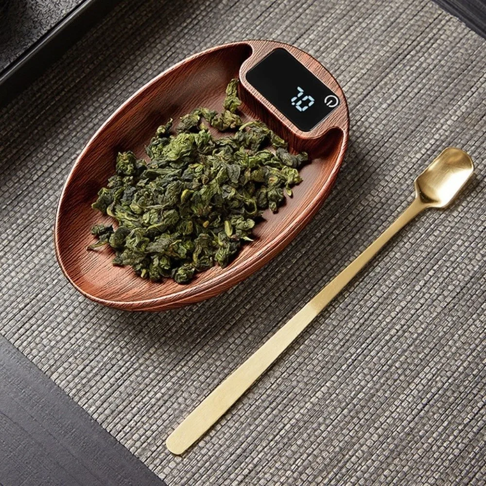High-Precision Electronic Tea Scale Touch Screen Wood Grain Kitchen Scale Rechargeable Long Battery Life Coffee Bean Scale