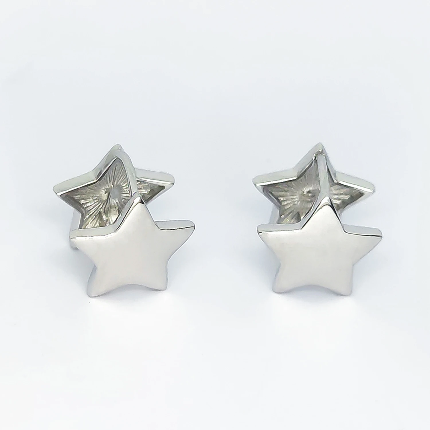 HESHI 925 Sterling Silver Smooth Two Sided Star Cute Earrings for Women Men New IN Fashion Classical Banquet Gathering Gift