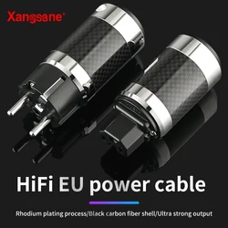 Carbon fiber EU pure red copper rhodium plated plug hifi power plug power amplifier CD equipment power cord accessory plug