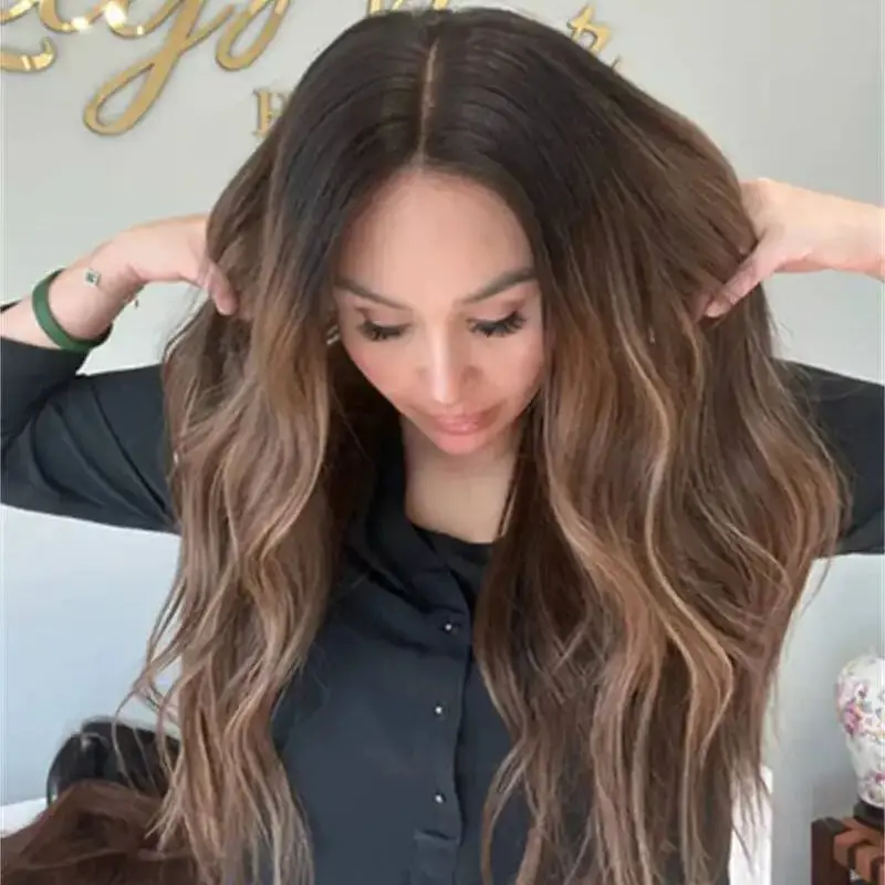 عالية الجودة شعر مستعار أومبير براون شقراء الاصطناعية HD الدانتيل شعر مستعار أمامي واقعية قبل قطعها شعري شعر مستعار صغير/كبير الحجم غطاء شعر مستعار للحفلات #3