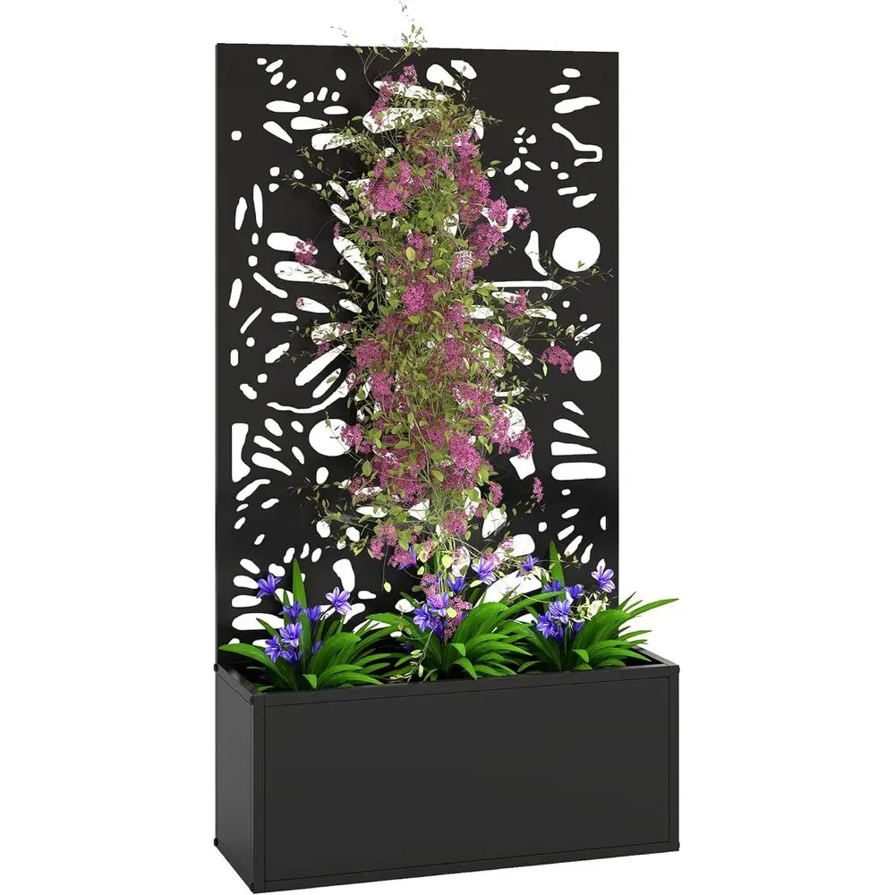 

Raised Garden Bed with Trellis, Climbing Plants, and Privacy Panel for Outdoor, Patio, Balcony Use