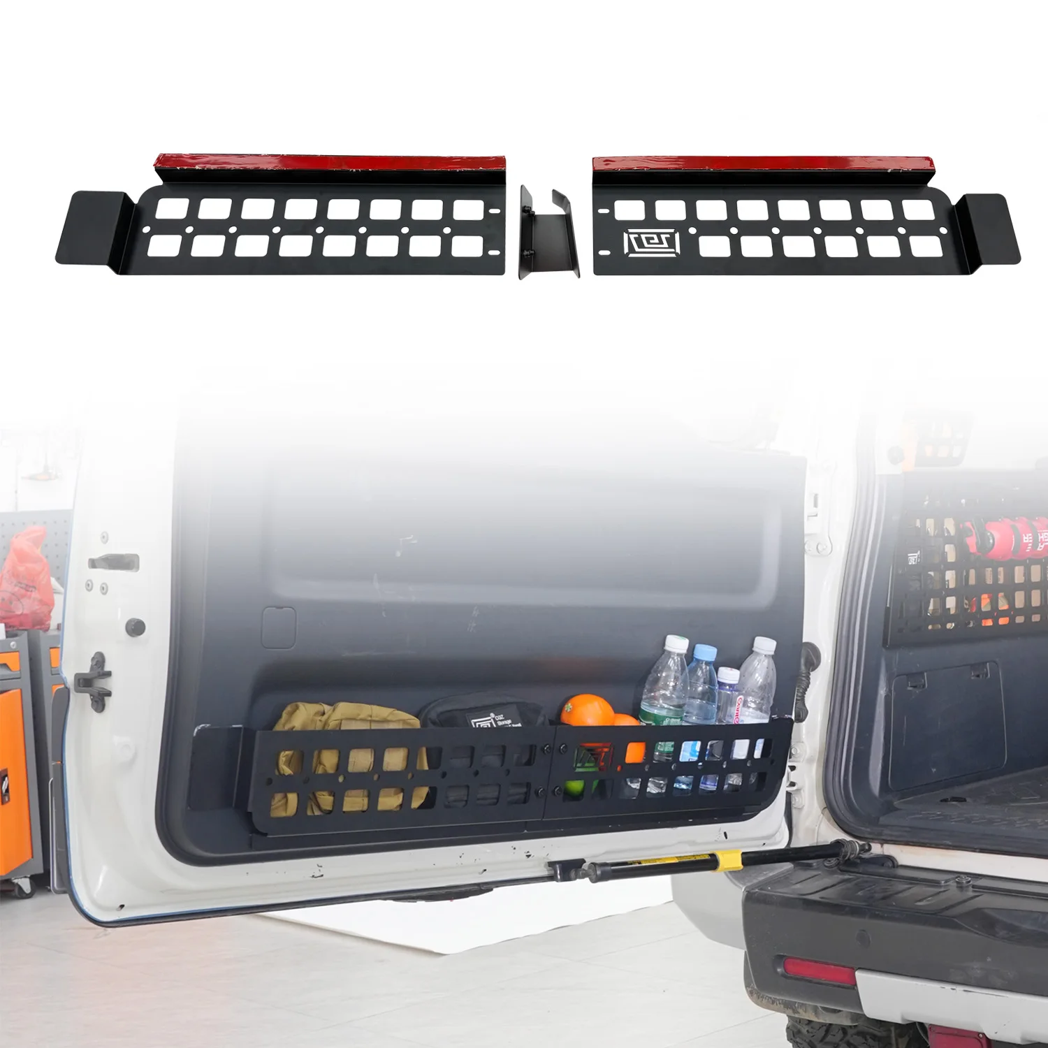 For Toyota FJ Cruiser 2007-2022 Rear Trunk Tailgate Storage Box MOLLE Panel Luggage Carrier Camping Debric Organizer Black