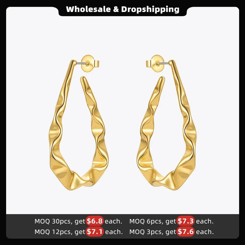 ENFASHION Trendy Raindrops Pendientes Hoop Earrings For Women Gold Color Piercing Earring Fashion Jewelry 2021 Gift E211273