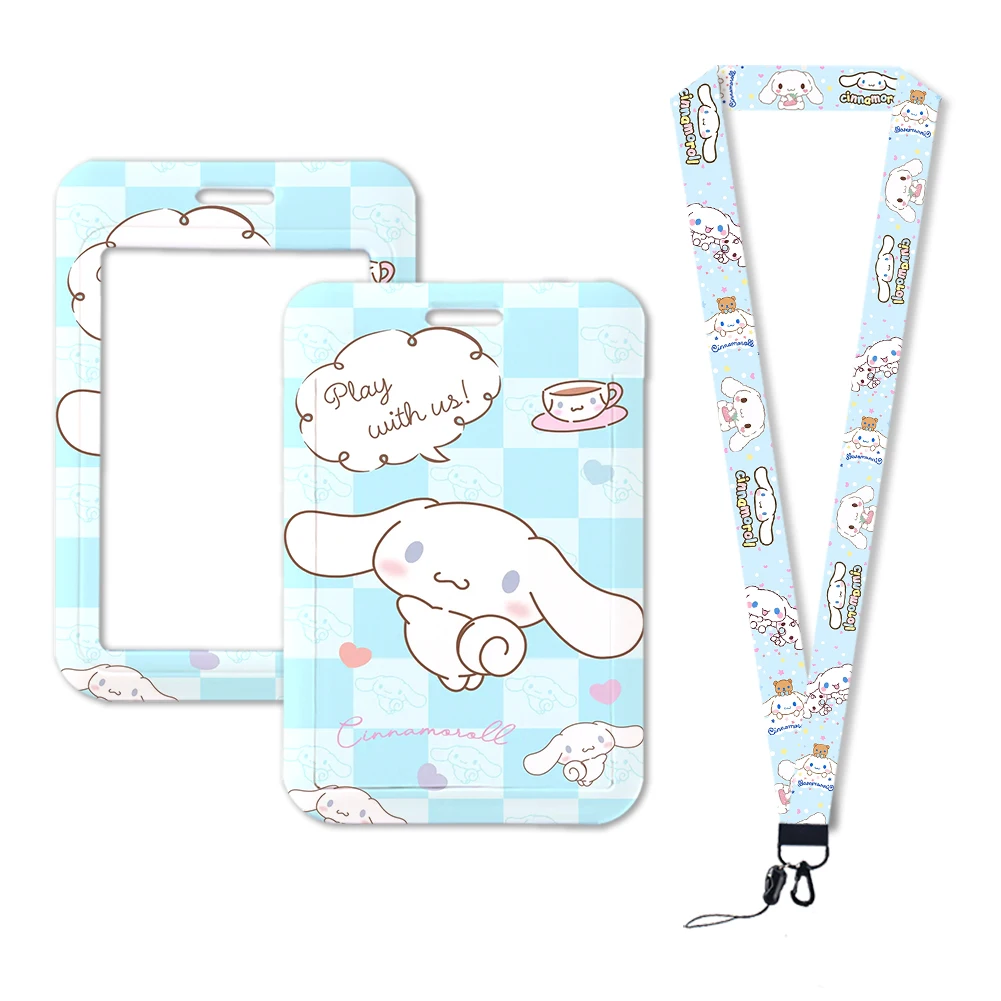 

W Lanyard for Keys Cartoon Cinnamoroll Neck Strap ID Card Badge Holder Cell Phone Strap Key Chain Key Rings Anime Accessories