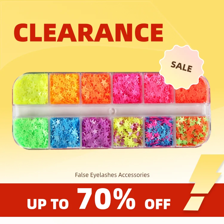 Liquidação: 12 Grades de Glitter Fluorescente Colorido para Decoração de Cílios e Unhas, Lantejoulas Coloridas para Unhas e Cílios Postiços, Acessórios de Arte