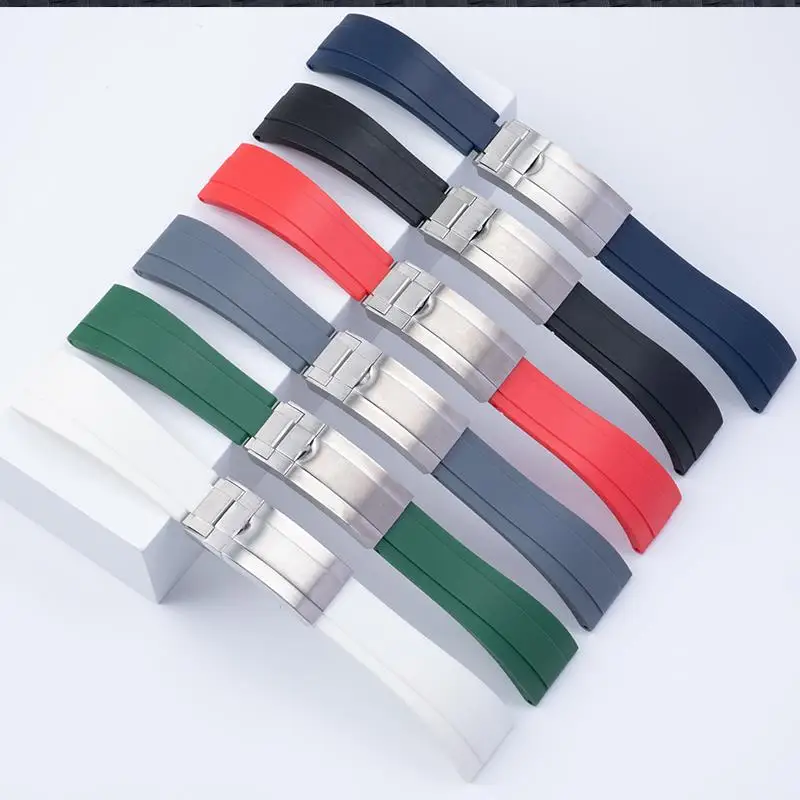 

MAISITU Soft Nature Rubber Watch Band For Rolex Strap GMT Daytona Submariner YachtMaster Wristband 20/21mm Bracelet Fold Buckle