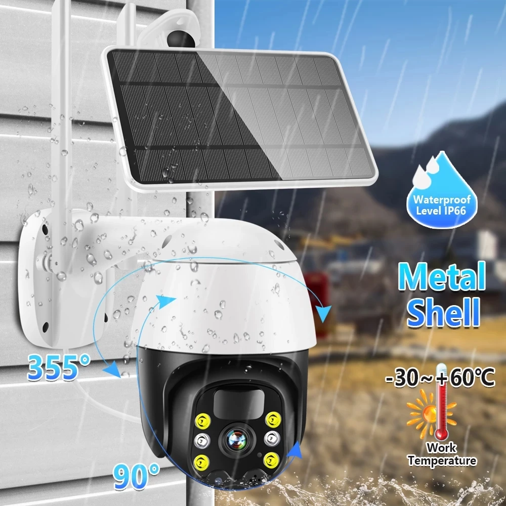 Tuya الطاقة الشمسية واي فاي كاميرا IP لاسلكية مراقبة كاميرا بشكل قبة حماية الأمن HD 1080P للرؤية الليلية في الهواء الطلق #2