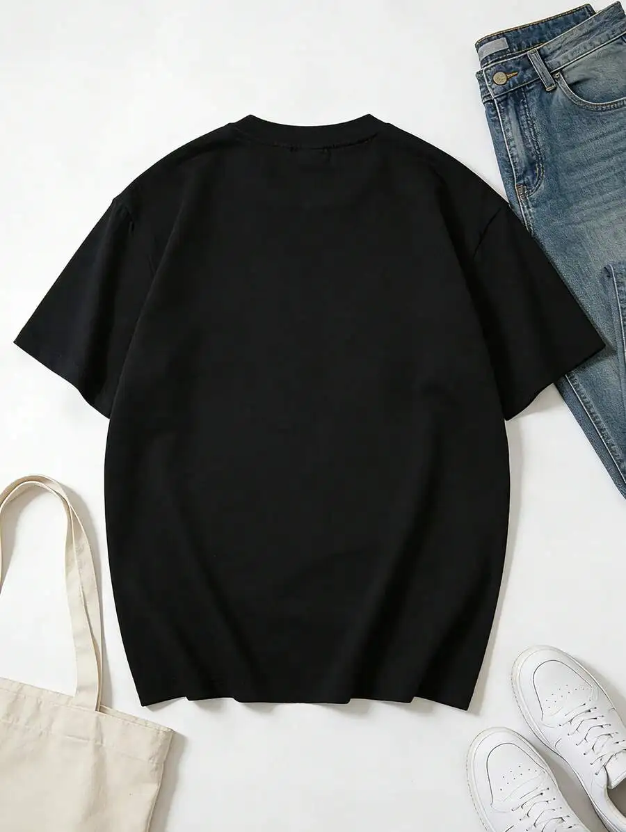 Vacation‑Vibe Women Short‑Sleeve T‑Shirt Crew Neck Beach Postcard Pattern Print Cream Summer Daily Wear Tops