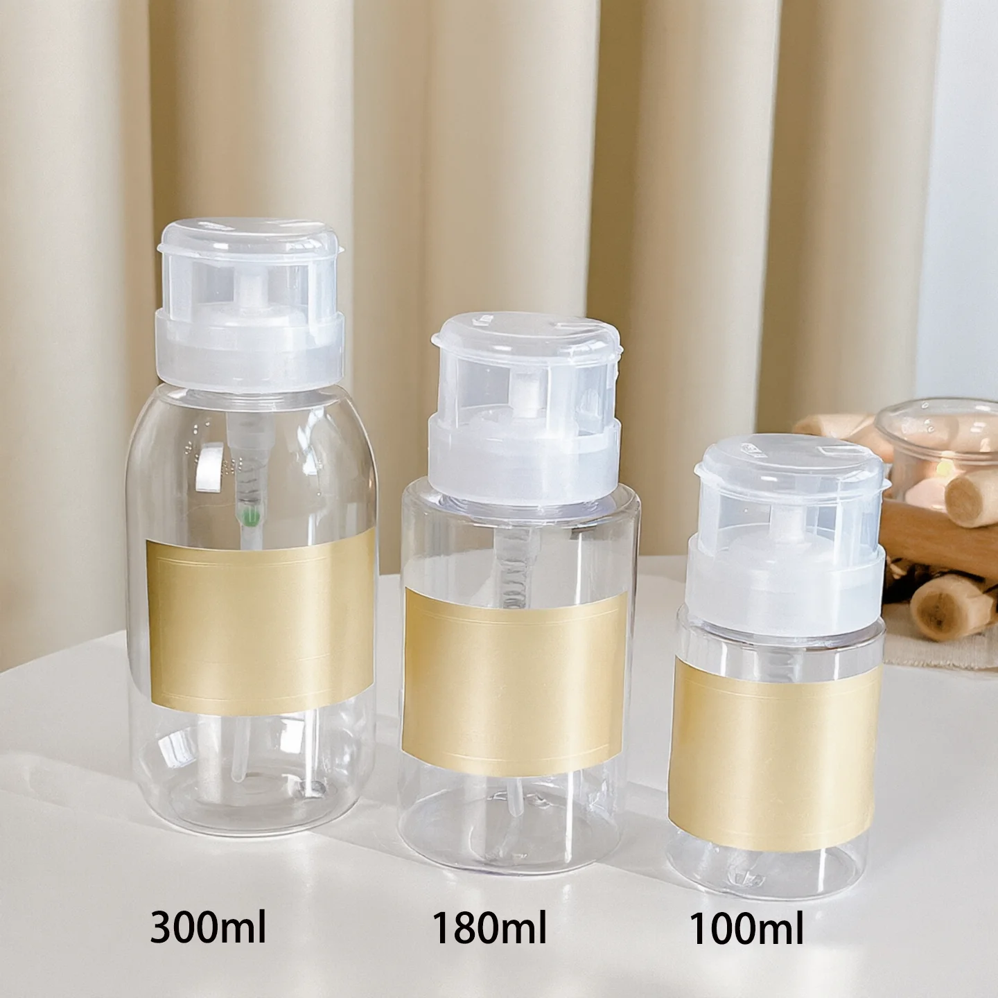 Refillable Bottles Push-type Bottling Push Down Empty Pump Dispenser Bottle for Nail Polish and Makeup Remover Bottle Packaging