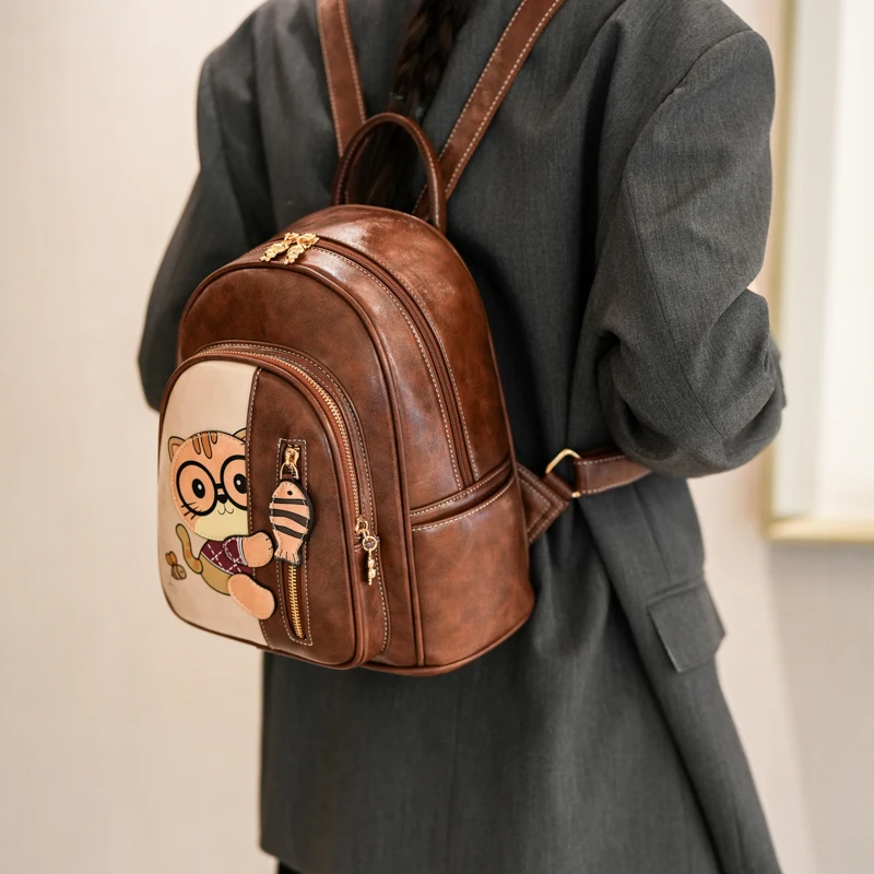 2026 Women's Casual Large Capacity Backpack Versatile Commuter Bag Light Luxury PU Women's Backpack bags for woman