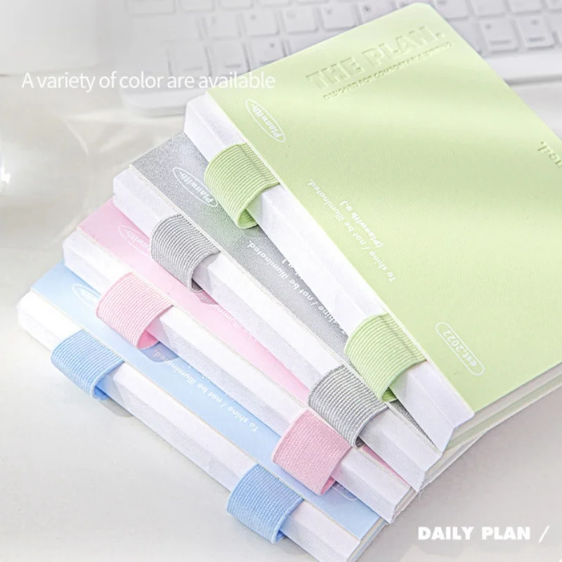 A6 Pu Leather Daily Weekly Monthly Planner Organizer Diary Colored Page to Do List Notepad Journal Notebook School Stationery