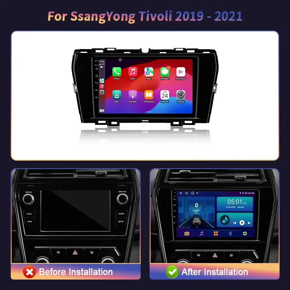 Android 14 Wireless Carplay Stereo For SsangYong Tivoli 2019-2021 Head Unit Car Radio 4G GPS Multimedia Navigation Touch Screen