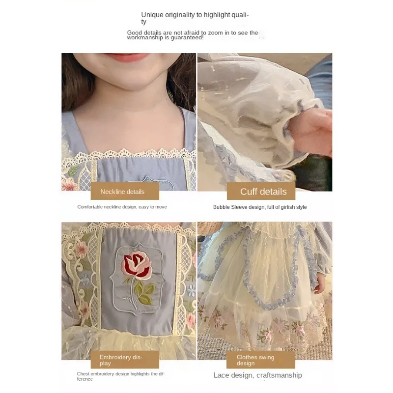 Kawaii Teen girl kids Vestido Spanish Girl Dress Baby Princess manica lunga Lolita Dress For Girls Birthday outfit fascia in pizzo