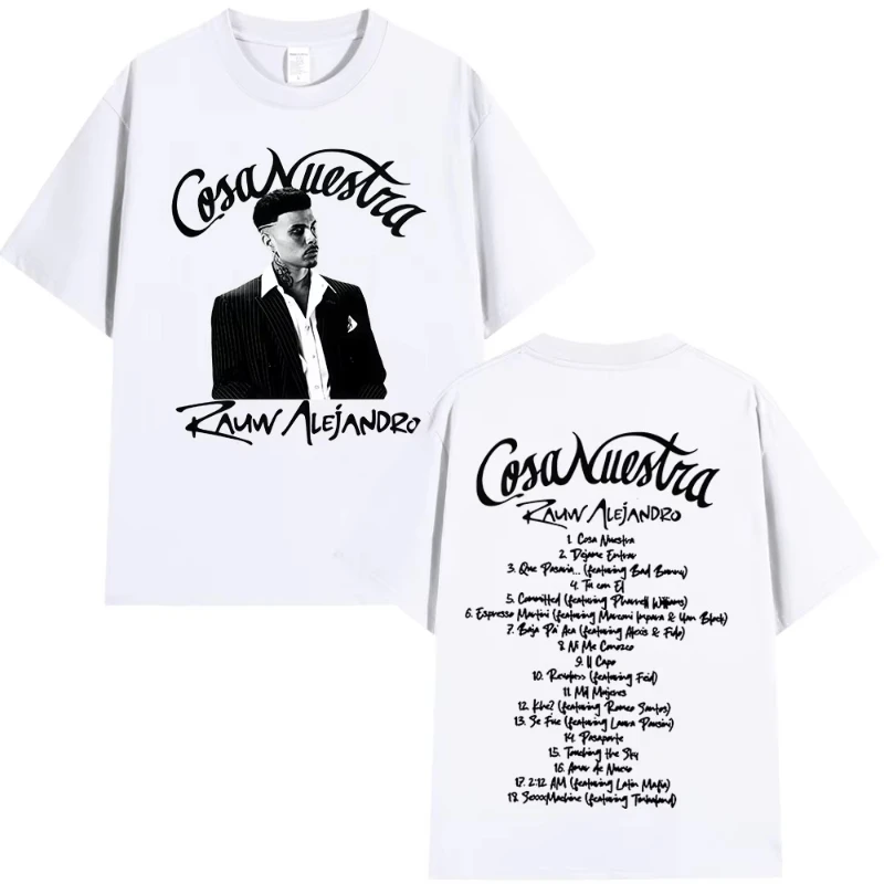 Rauw Alejandroco Cosa Nuestra 2025 تي شيرت الرجال الملابس تي شيرتات على الموضة الراحة عادية القطن عالية الجودة المتضخم تي شيرت #6