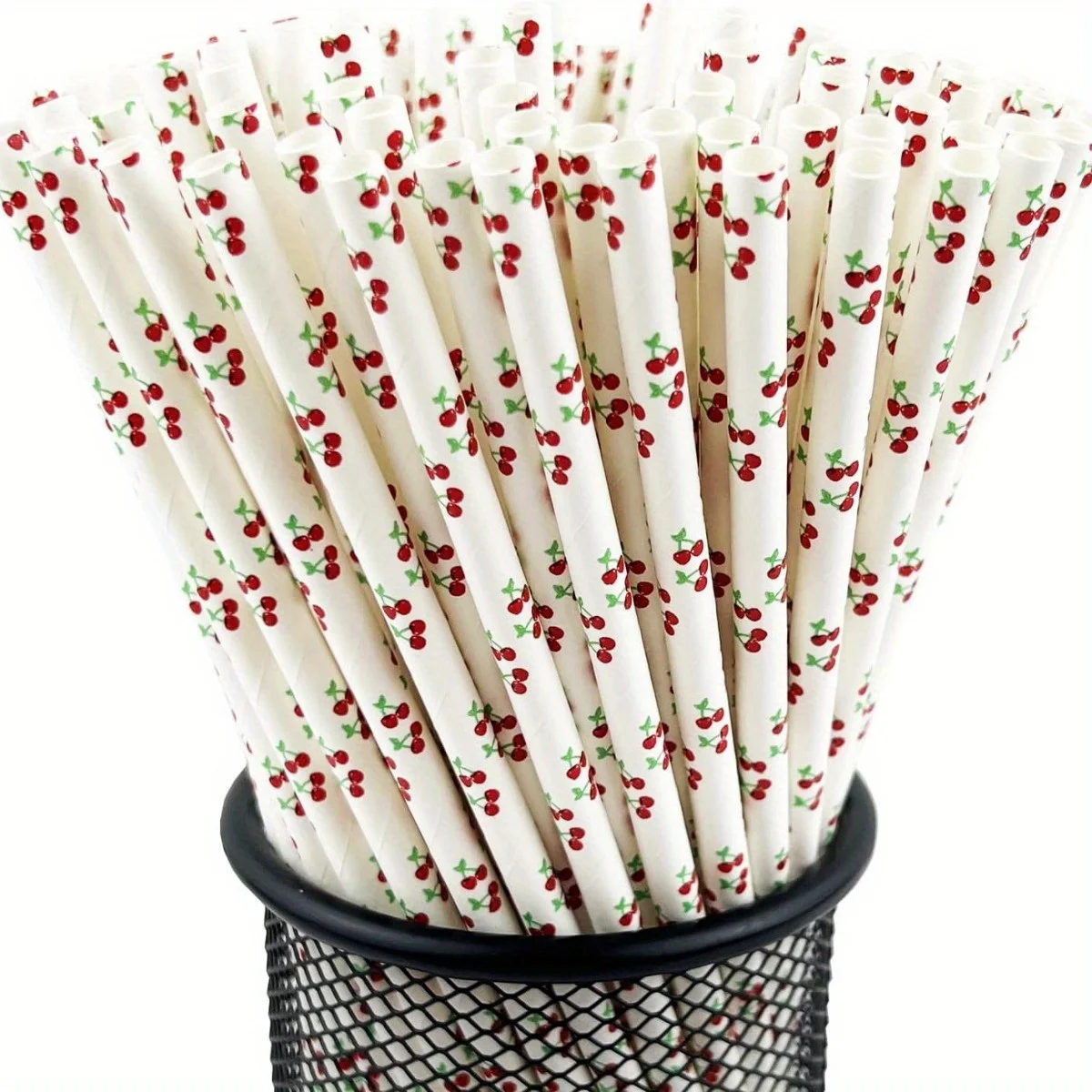 Pailles en papier jetables colorées, 25 pièces, pailles à boire en cerise rose, fournitures de décoration pour fête d'anniversaire et de mariage pour enfant, réception-cadeau pour bébé