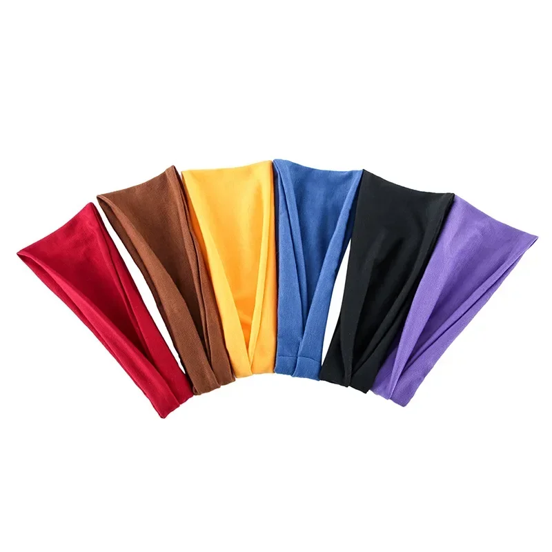 

New European and American solid color yoga headband, sweat-absorbing belt, men's and women's running fitness elastic headband