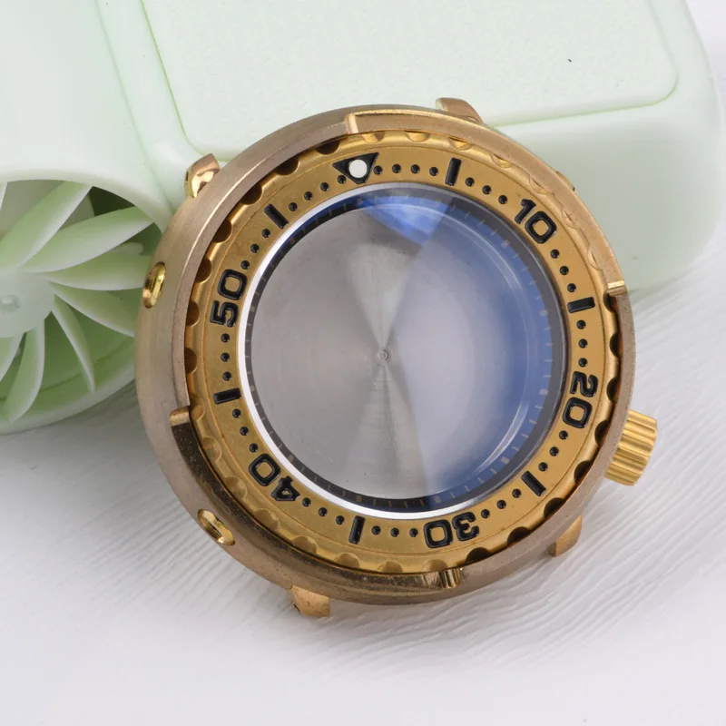 Heimdallr 47mm Aluminum Bronze Tuna Can Watch Case 300M Waterproof Sapphire Glass For NH35 NH36 C3 Luminous Diving Watch Case