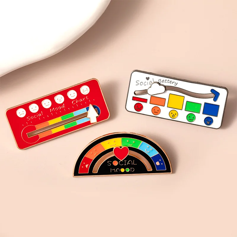 FTCY 1PCS Mood Conversion Energy Brooch For Women Men My Social Battery Badge Brooch Back-to-School Season Pin Gifts