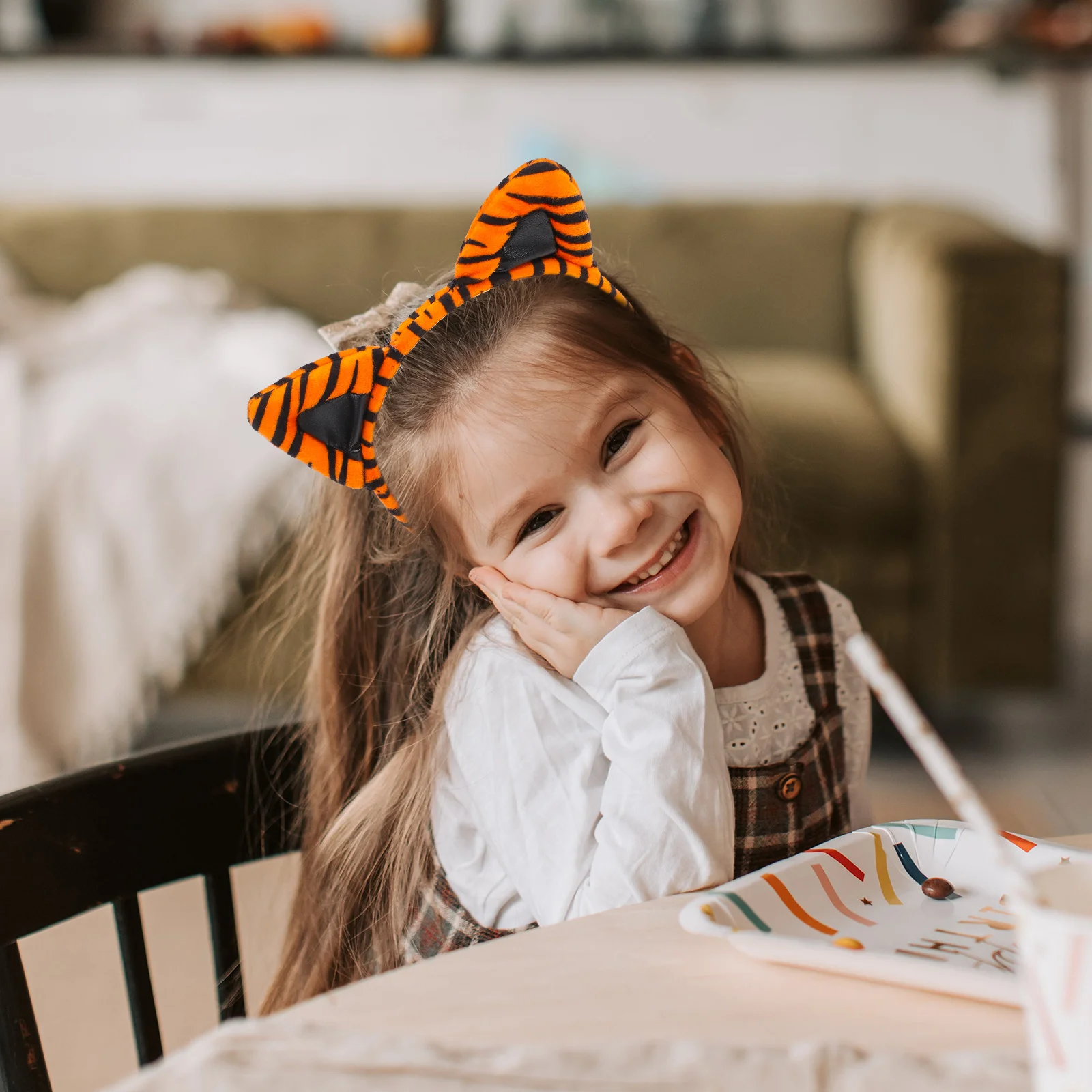 ชุดหูเสือพร้อมหาง ชุดคอสเพลย์สัตว์ อุปกรณ์ปาร์ตี้ฮาโลวีน อุปกรณ์เสริมสำหรับเล่นบทบาทสมมติ