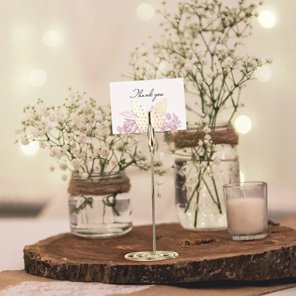 10Pcs Elegant Butterfly Table Card Holder for Banquet Party Office Use Place Card Holder Table Number Stand Photo Clip Display