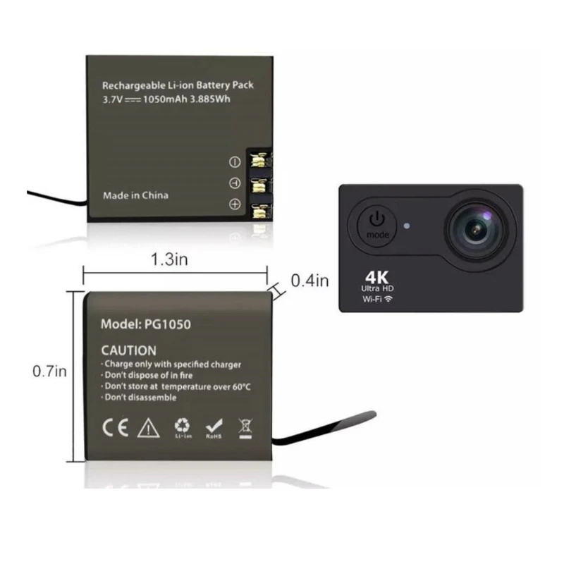 1350mAh/1050mAh PG1050 Battery + Dual Charger for EKEN H9 H3R H9R H8R H8PRO H8 for SJCAM SJ6000 SJ5000 SJ4000 M10 6000 Camera