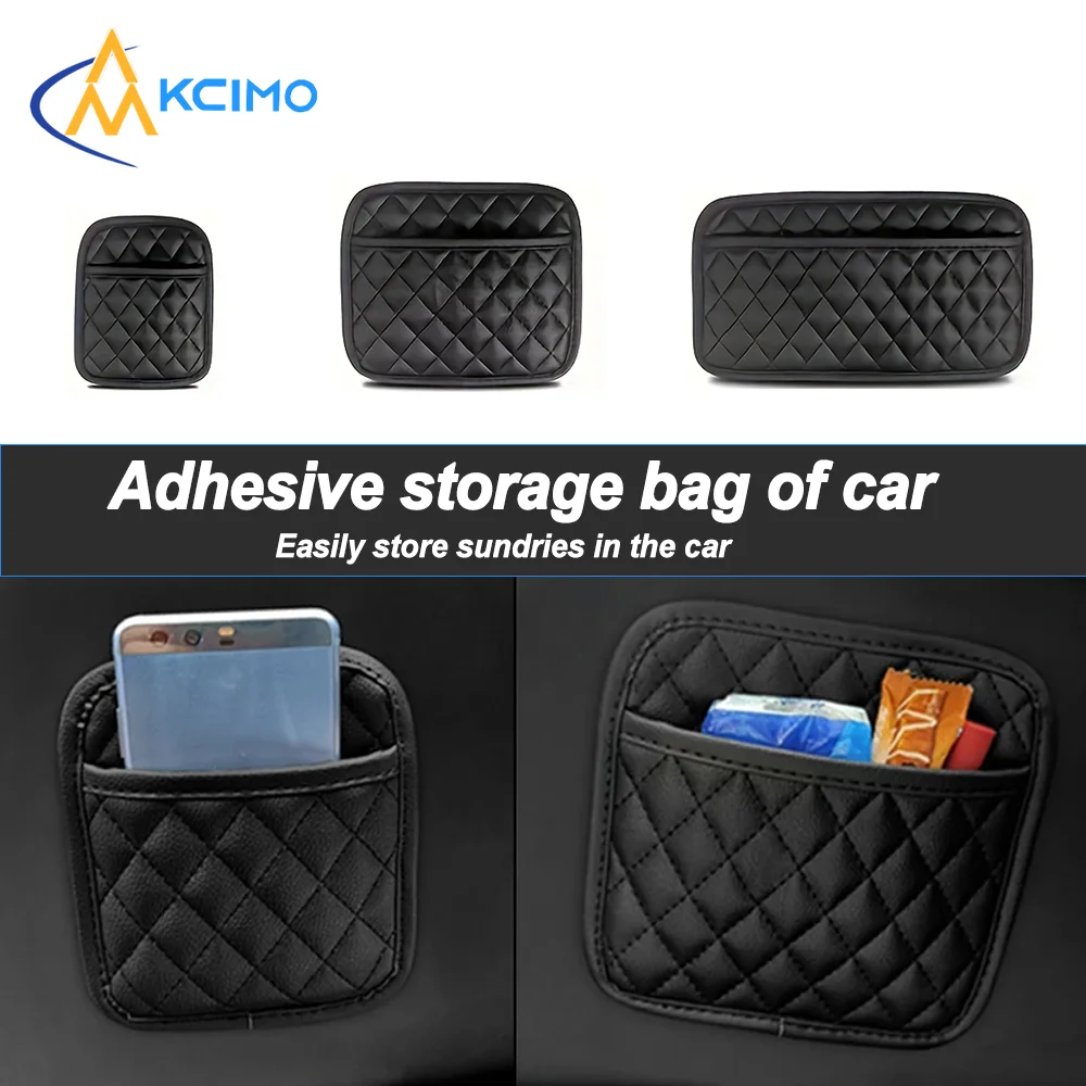 

New Car Seat Back Organizer Leather Auto Storage Bag Adhesive Phone Holder Box Pockets Universal Storage Pocket for All Vehicles