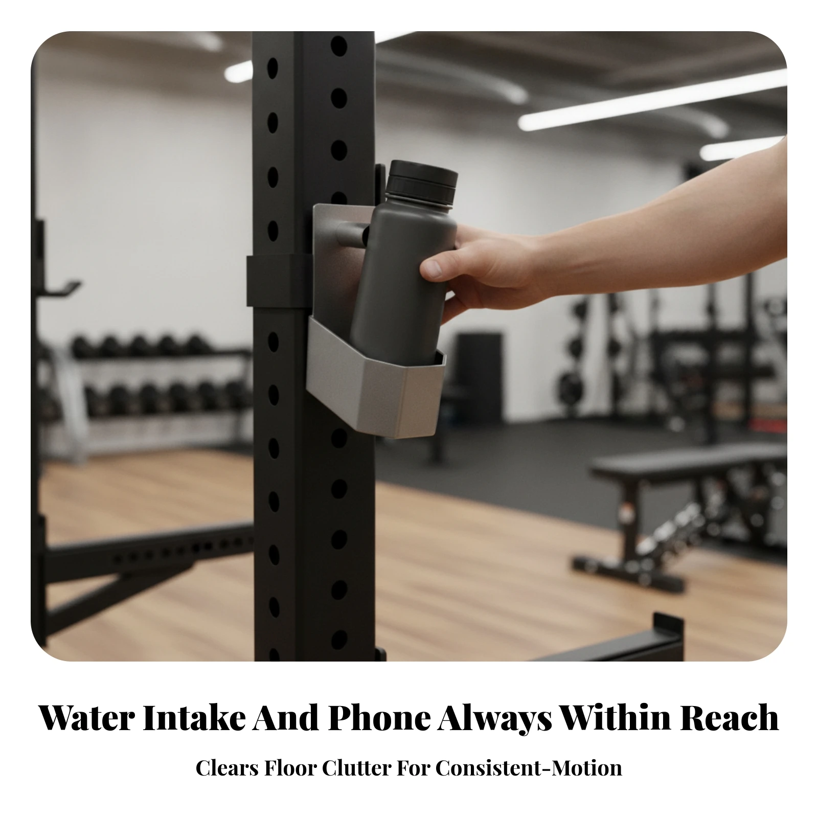 Water Bottle Holder with Mounting Plate Secure Gym Bottle Holder Carrier Non-Slip Space-Saving for Athletes, Power Rack