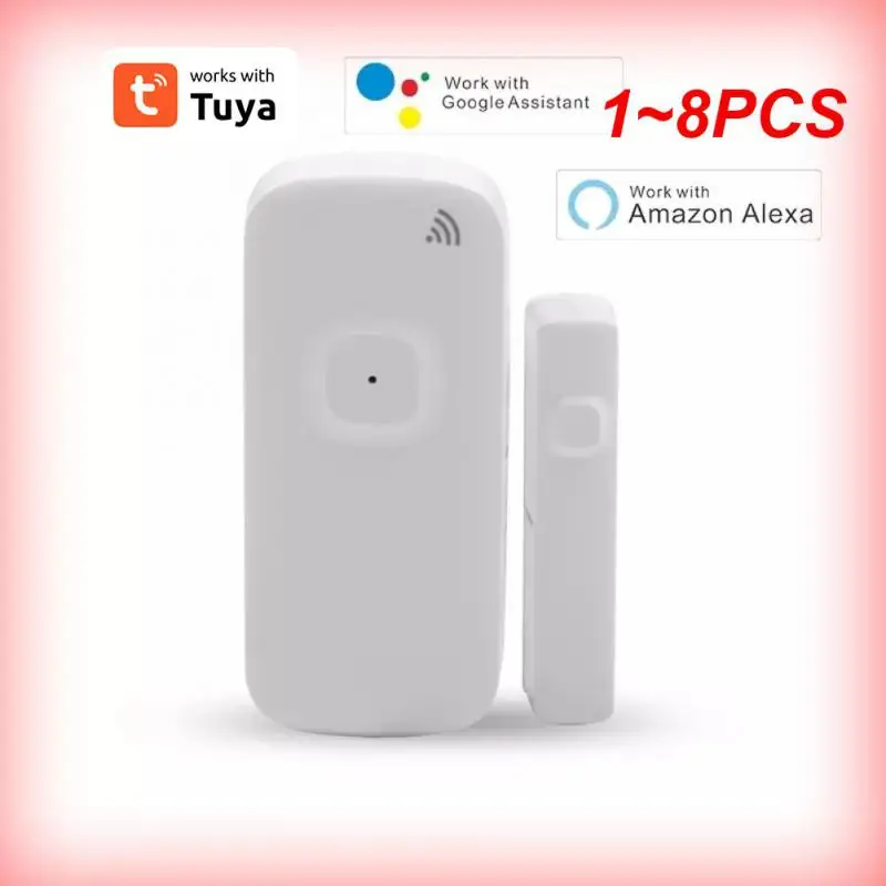 

1~8PCS Door Sensor Door Window Security Alarm Sensor Magnetic Switch Wireless Detector Compatible with Alexa Home Tuya