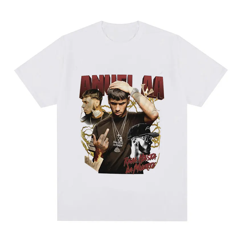 Rapper Anuel Aa Tour New T Shirt Men's Cool Hip Hop Vintage Gothic T-shirt Men 100% Cotton Oversized T-shirts Streetwear