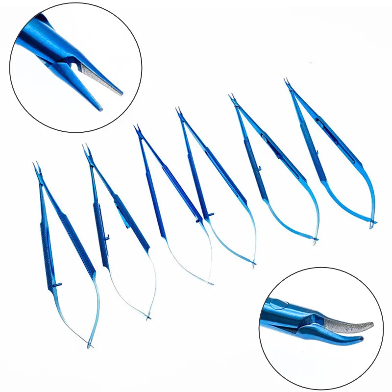 1pcsTitanium Micro Needle Holders straight/curved With Lock Needle Holders without lock Ophthalmic Surgical Instruments