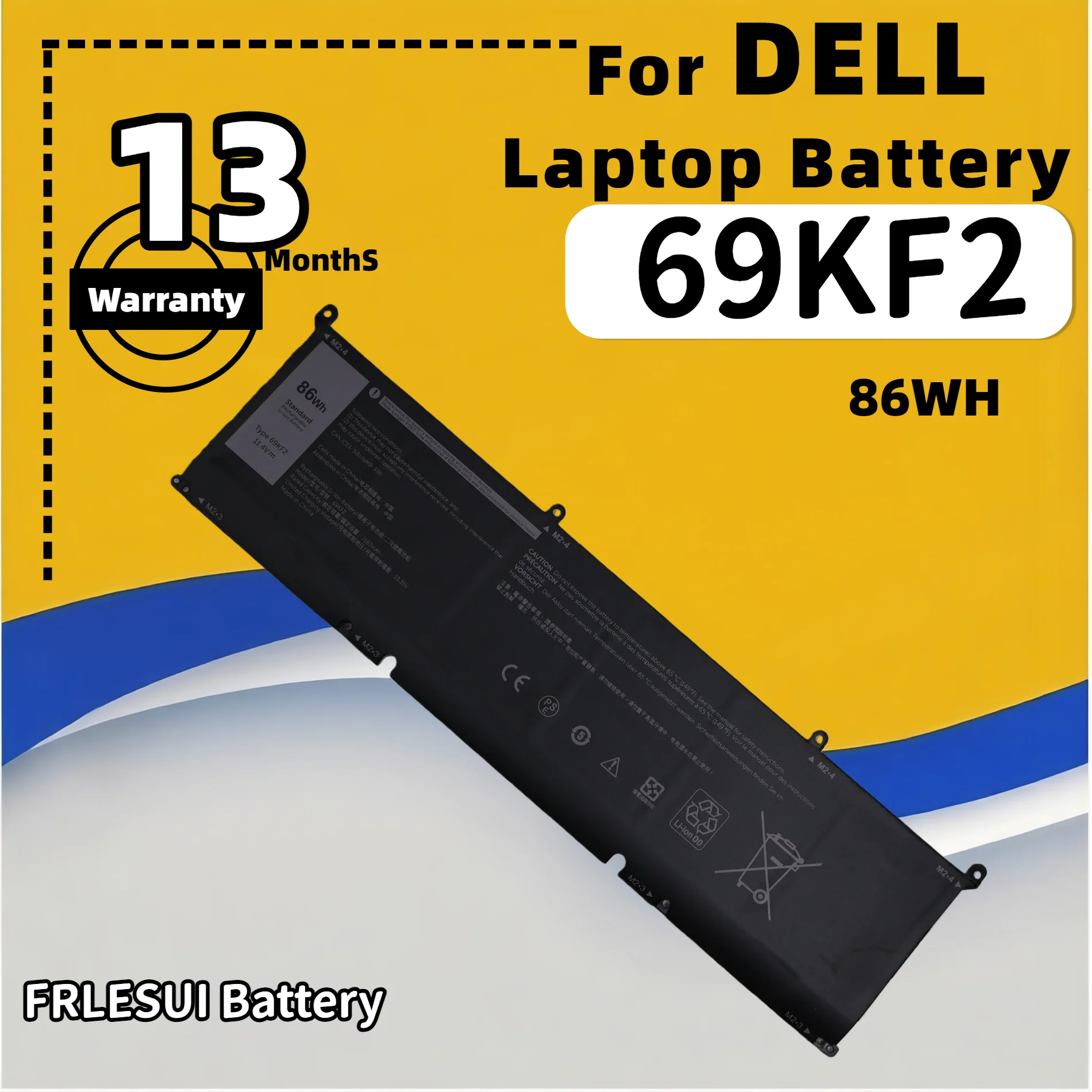 FRLESUI for DELL XPS 15 9500 9510 9520 9530 Precision 5550 5560 G15 5511 5520 5515 5521 G7 15 7500 P91F 69KF2 Laptop Battery