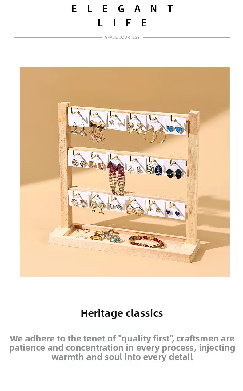 Jewelry Keychain Earrings Pendant Display Stand Solid Wood Trinket Hanger Hook Premium Sense Stall Store Counter