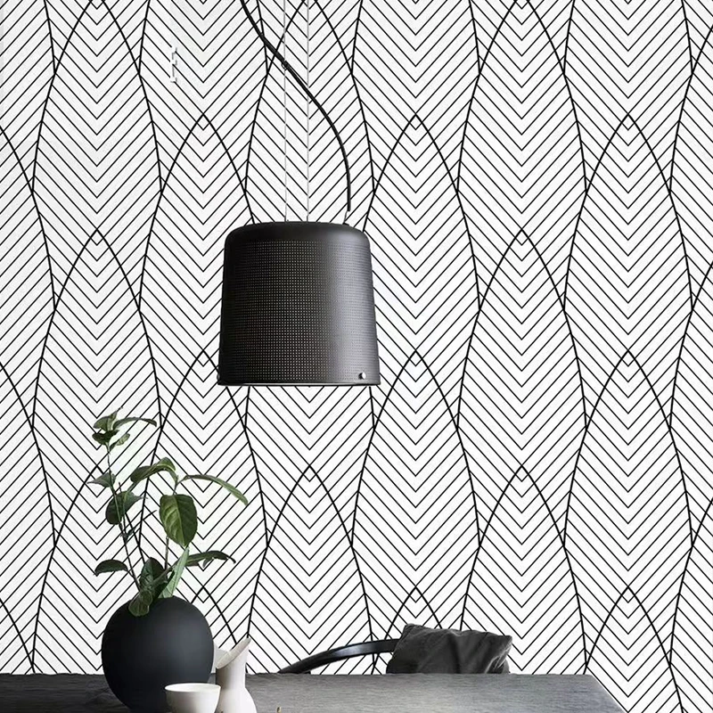 Black white geometric abstract curve peeling wall self-adhesive detachable contact paper suitable for decorating home stickers