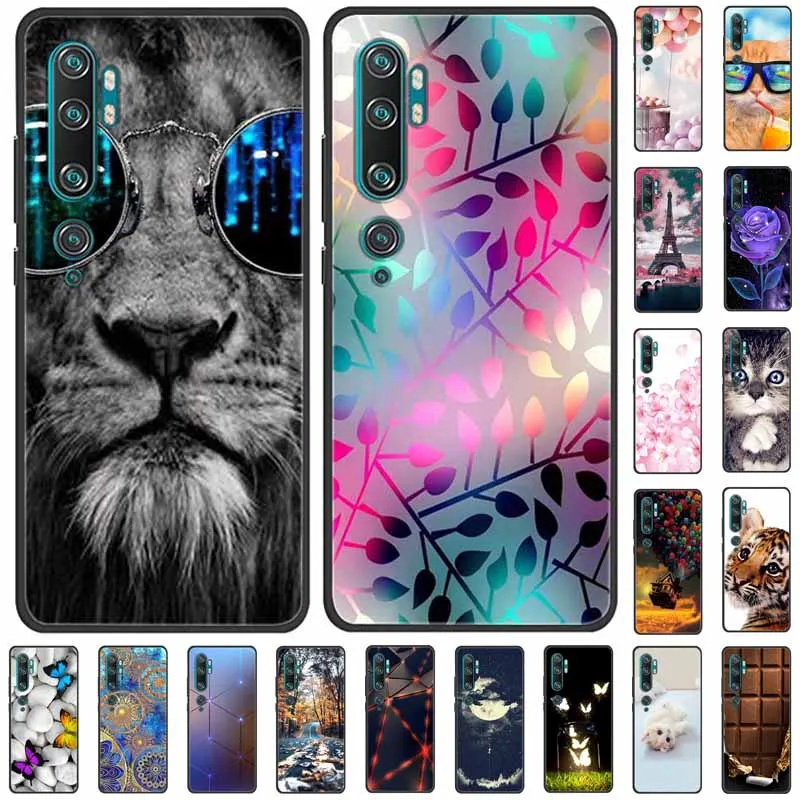 For Xiaomi Mi Note 10 Case Soft Silicone Lion Cat TPU Shockproof Luxury Cover For Xiaomi Mi Note10 Cases Cartoon Lovely Shells