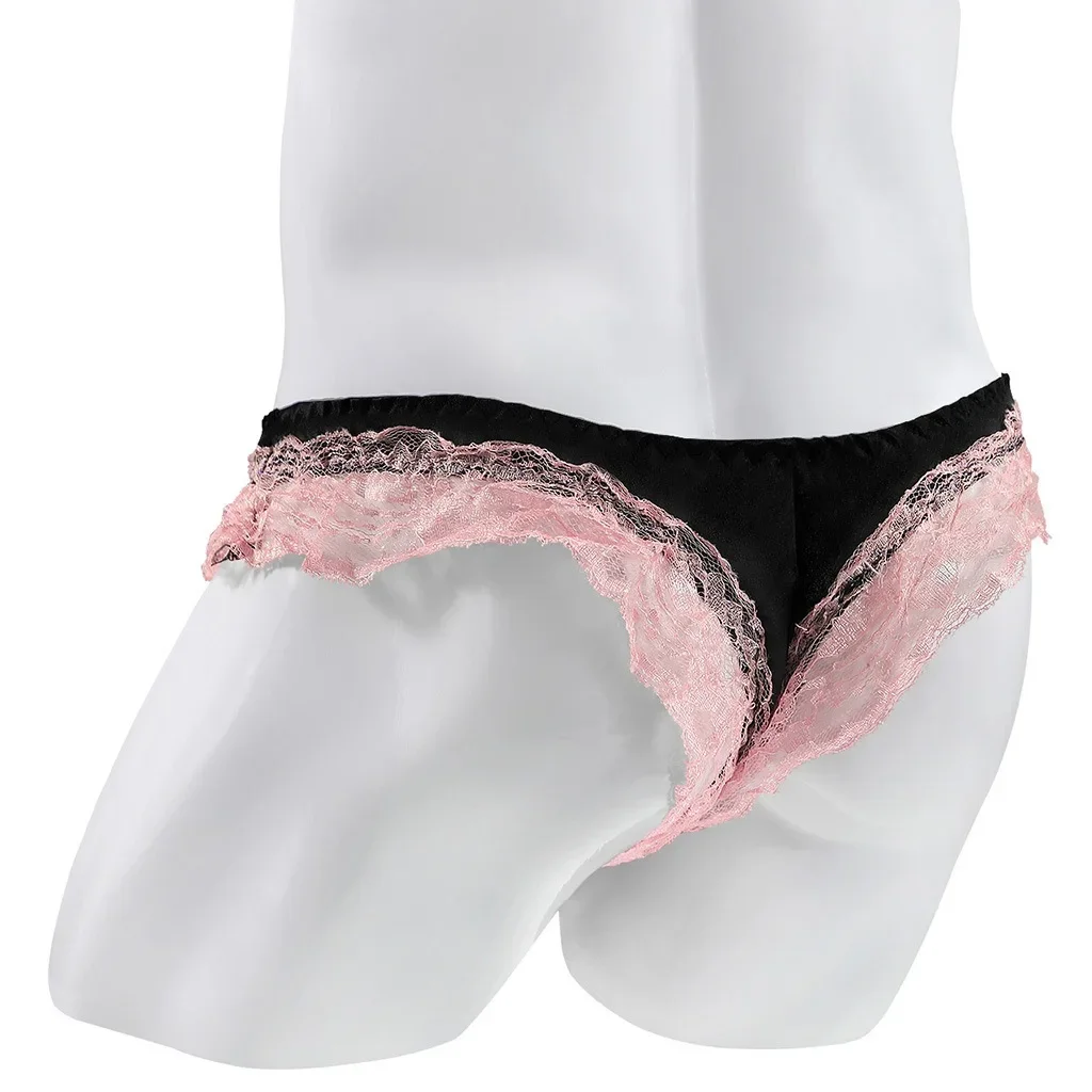 ملابس داخلية مثيرة للرجال المثليين مثيرة منخفضة الارتفاع حقيبة القضيب T الظهر ثونغ الدانتيل تكدرت الربط Underpant مرونة رقيقة الراحة g-سلسلة #2