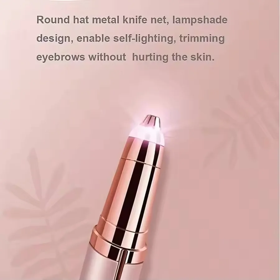 Pluma recortadora de cejas eléctrica portátil para mujer, afeitadora de cejas de precisión indolora, herramienta de afeitar para cara, dedos