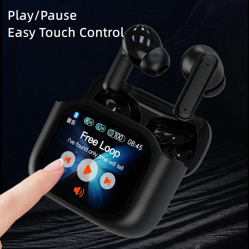 LED Screen TWS Earbuds Bluetooth V5.4 Earphone Colorful Touch Screen Active Noise Cancelling 120h Life Headset