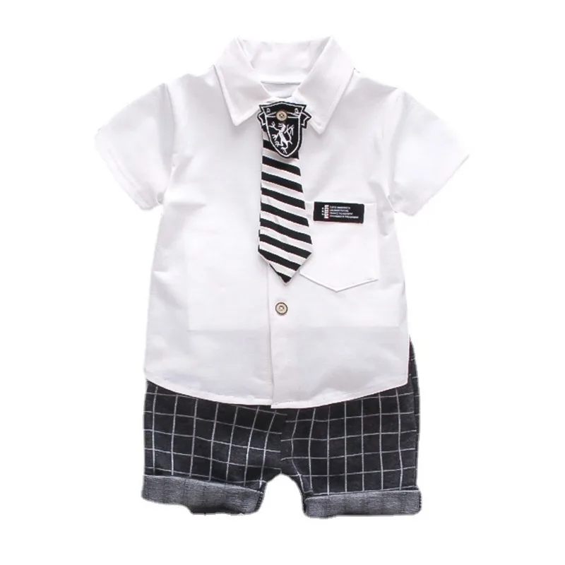 New Summer Baby Clothes Children Clothing Boys Casual Shirt Plaid Shorts 2Pcs/Set Infant Outfits Toddler Costume Kids Sportswear